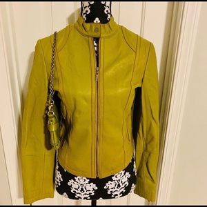 Olive green leather jacket